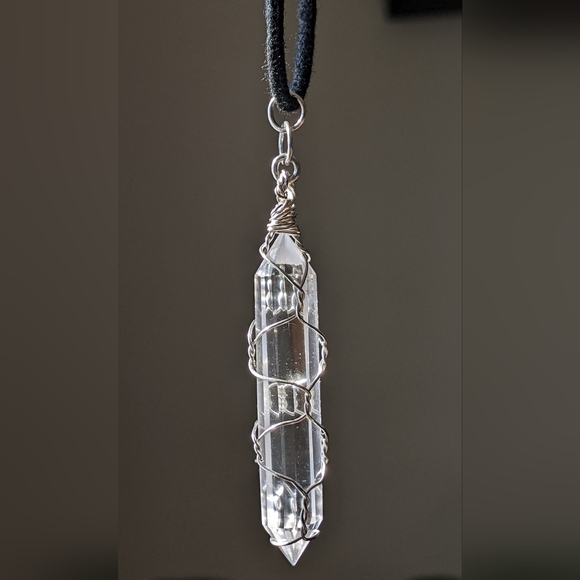 Healing Vogel Quartz Point Amulet Handmade Sterling Silver Basket Weave - Picture 2 of 16